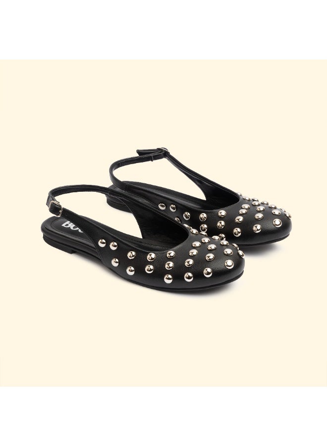 BOU NINA STUD SLINGBACKS - Nina Noir - Image 1